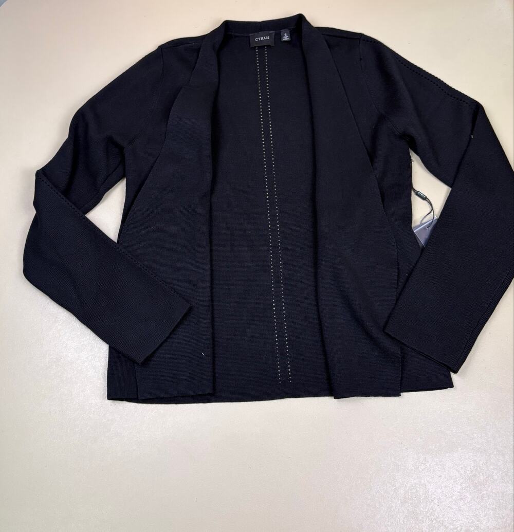 Cyrus Women’s Black Open Front Knit Cardigan Size Small NWT